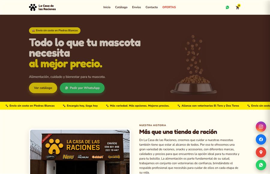 Captura del sitio La Casa de las Raciones