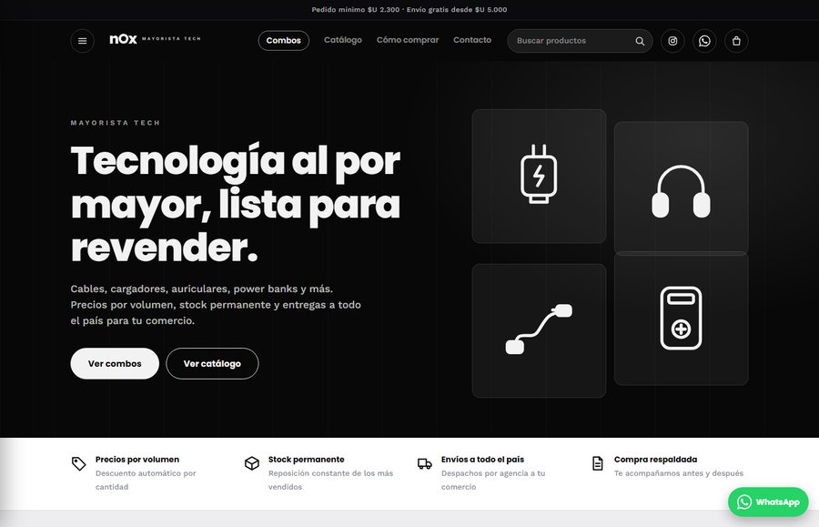 Captura del sitio nox mayorista tech