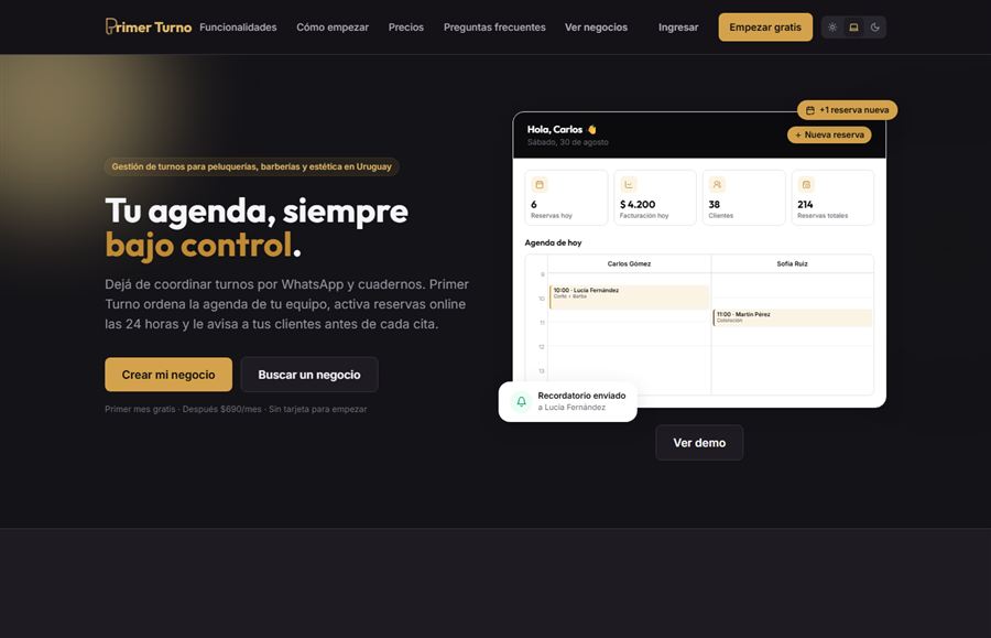 Captura del sitio Primer Turno